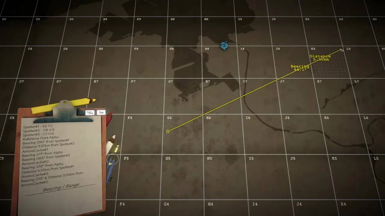 IRON NEST tactical map bearing measurement